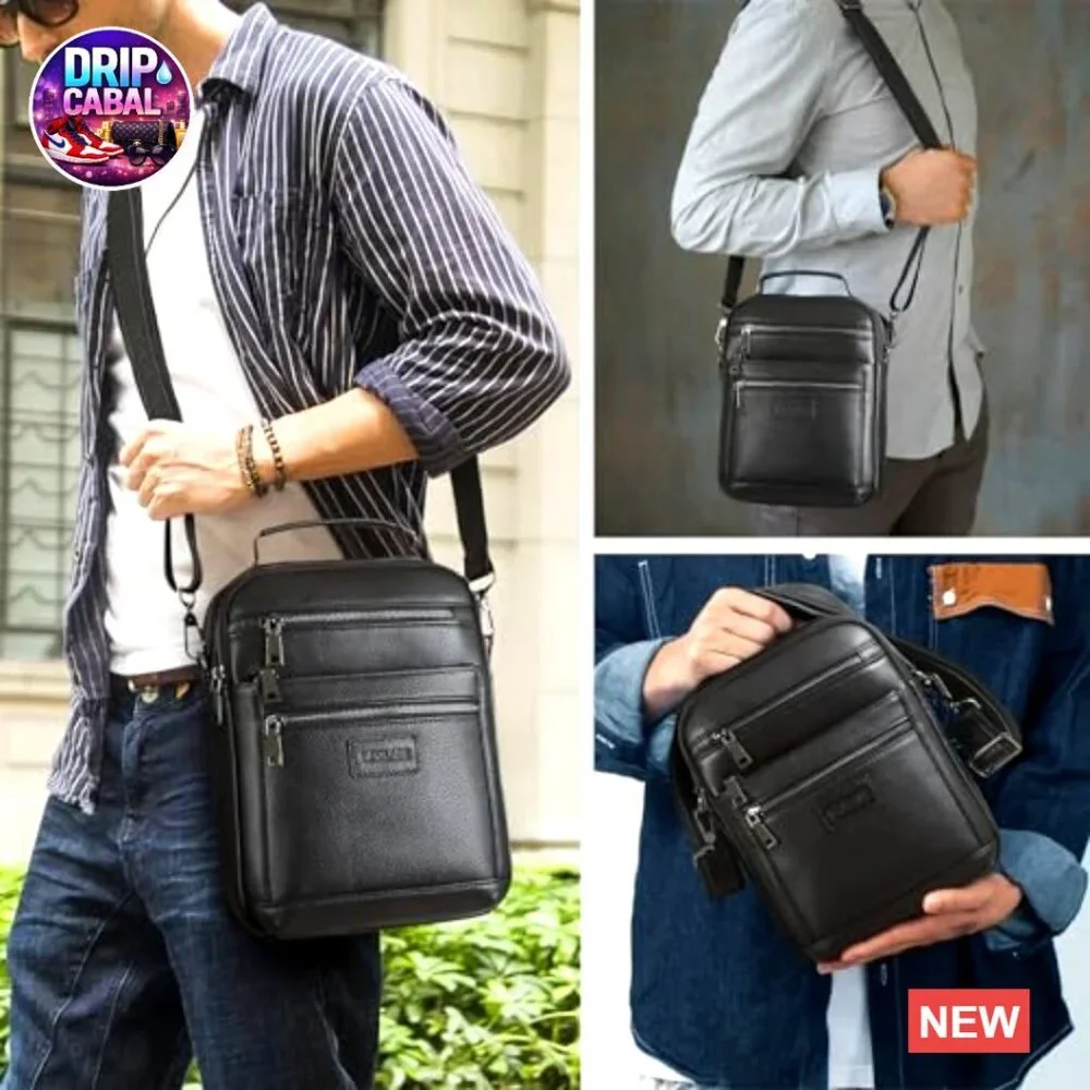 Full Grain Leather Messenger Bag Crossbody Sling Business Handbag